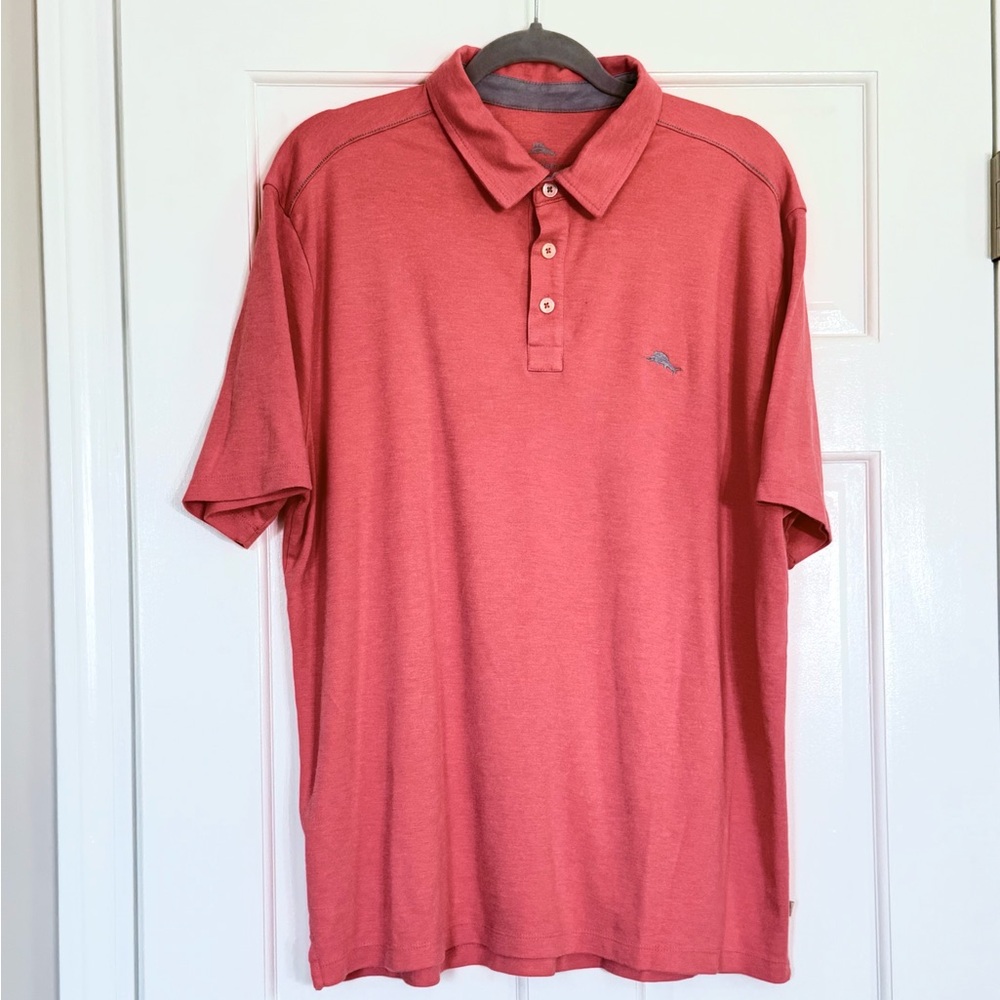 Tommy Bahama (Coral/Peach/Orange) Polo Shirt Soft Fabric Cotton Casual
